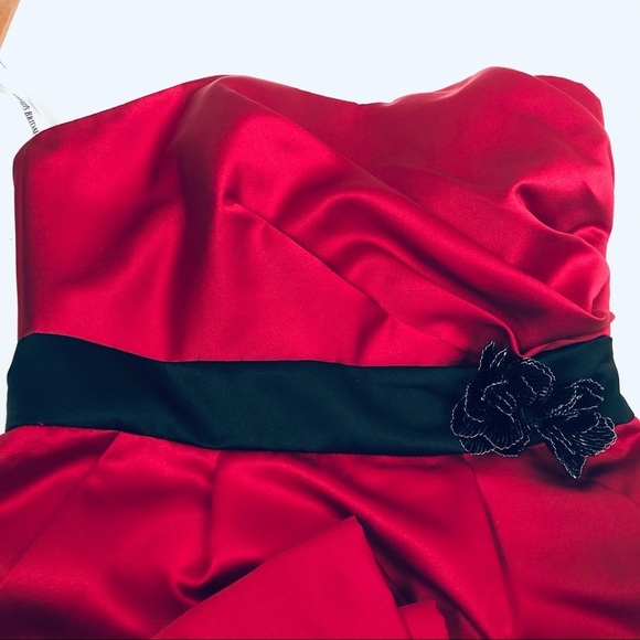 DAVIDS BRIDAL Strapless Red Evening Gown Bustier Sweetheart Neck Mini Dress Sz 2 - Picture 10 of 12